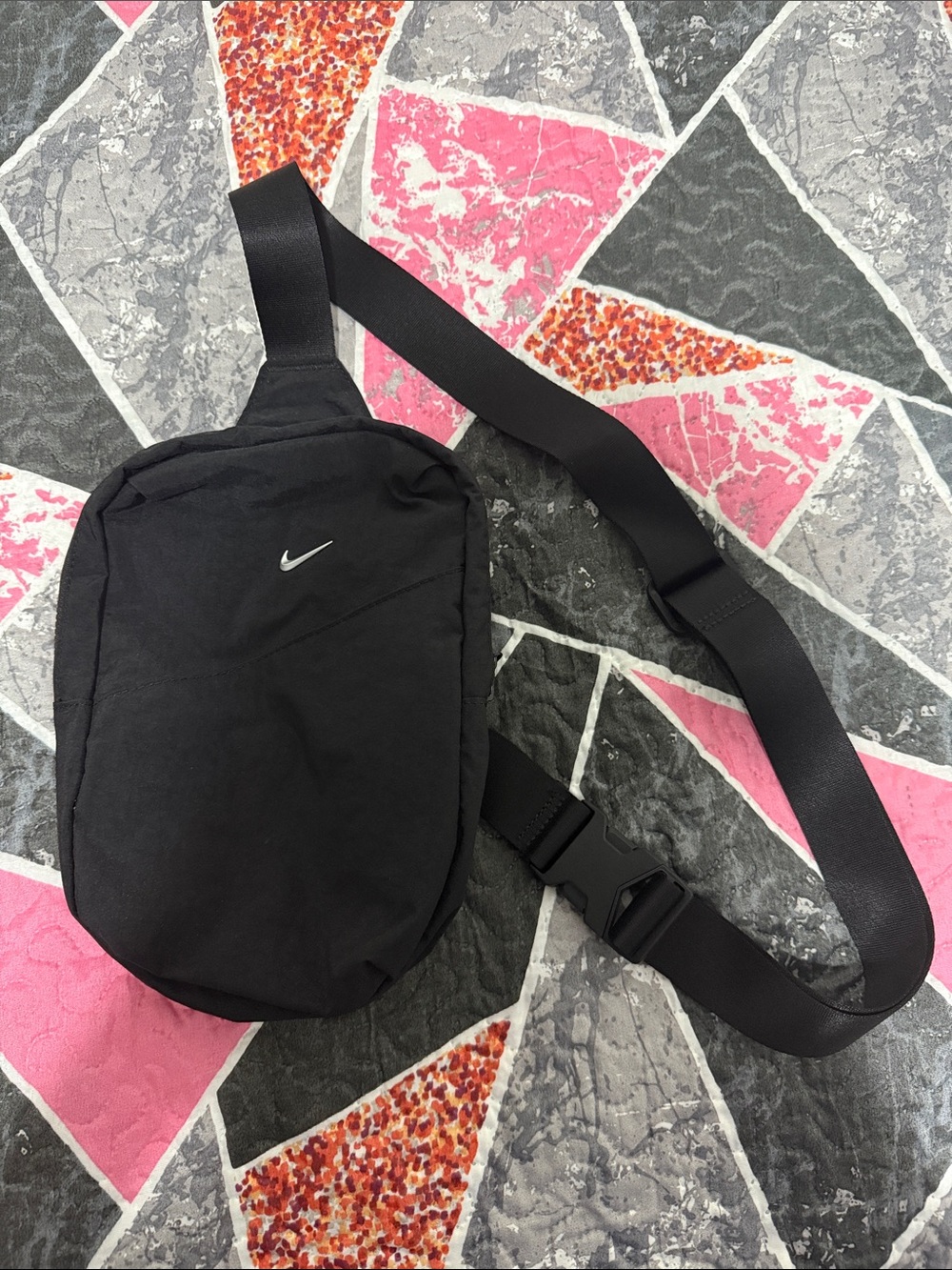 Nike Black Small Sling Bag with White Swoosh